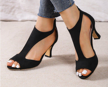 Sandales à talons hauts à bout ouvert pour femme avec fermeture éclair – photo produit